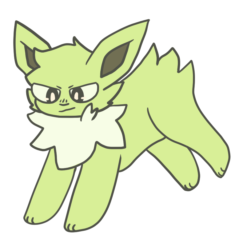 drawing of a jolteon that is green instead of yellow